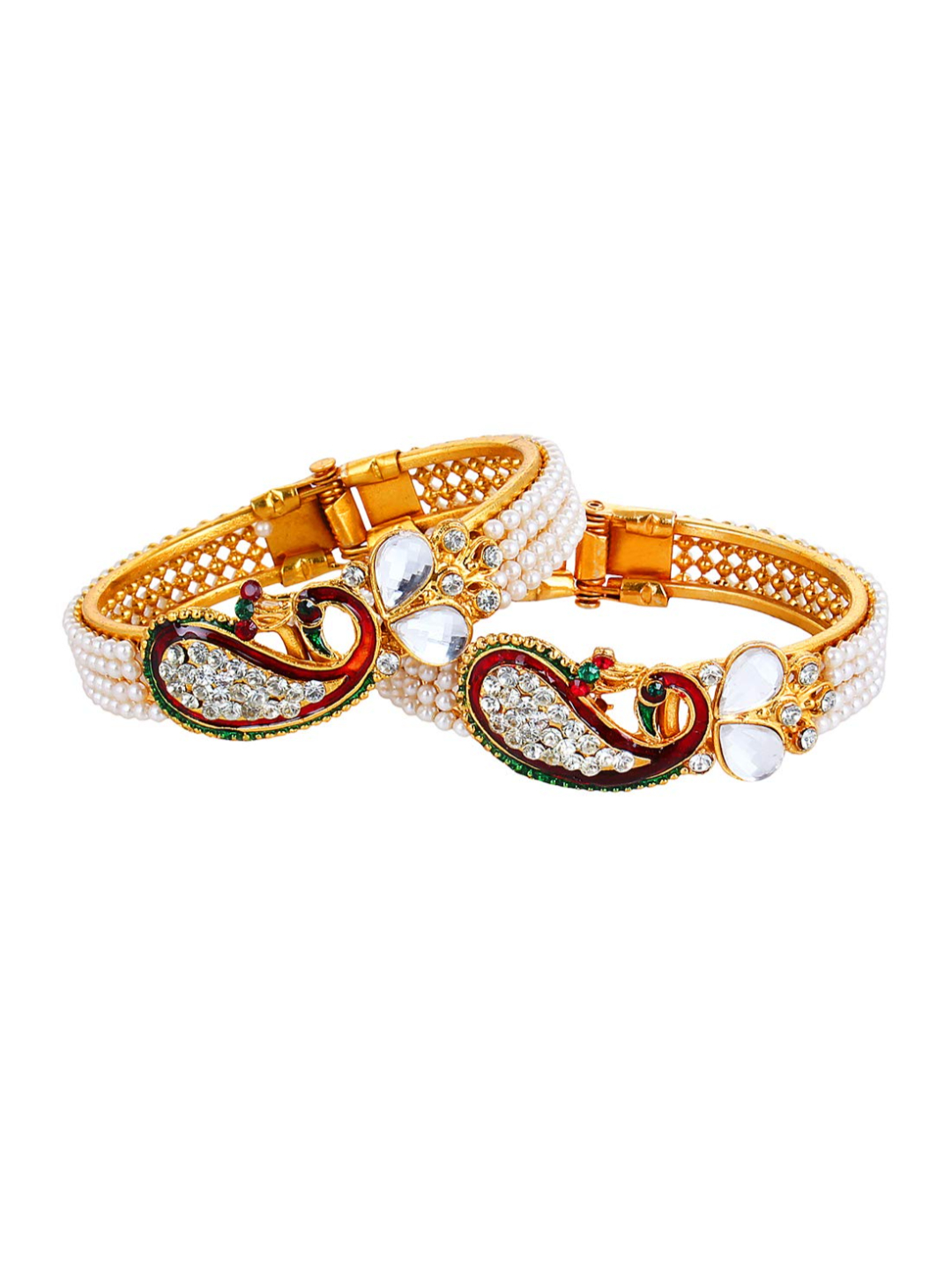 Youbella Dancing Peacock American Diamond Gold Plated Bangles For Women